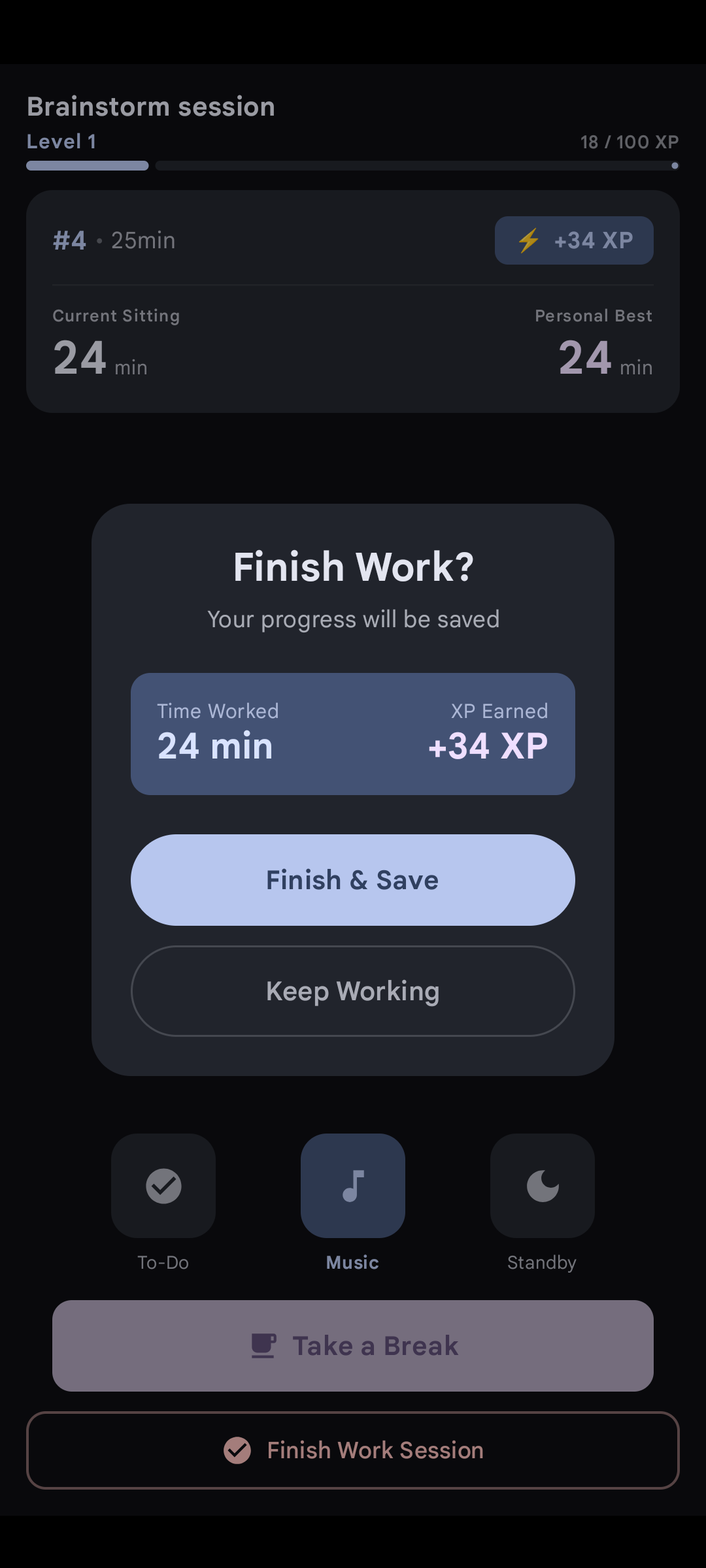 Progressive Pomo — achievements screen