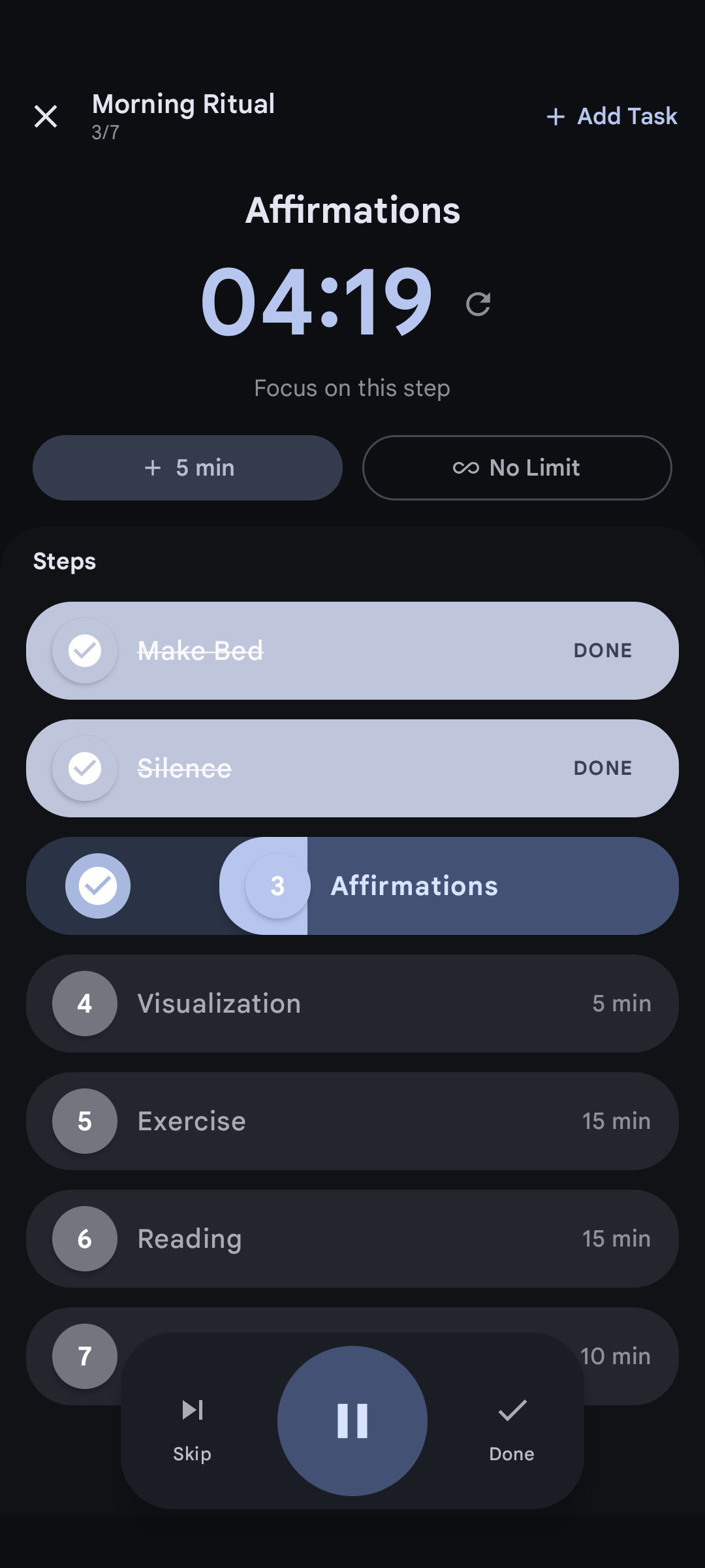 Progressive Pomo — settings screen