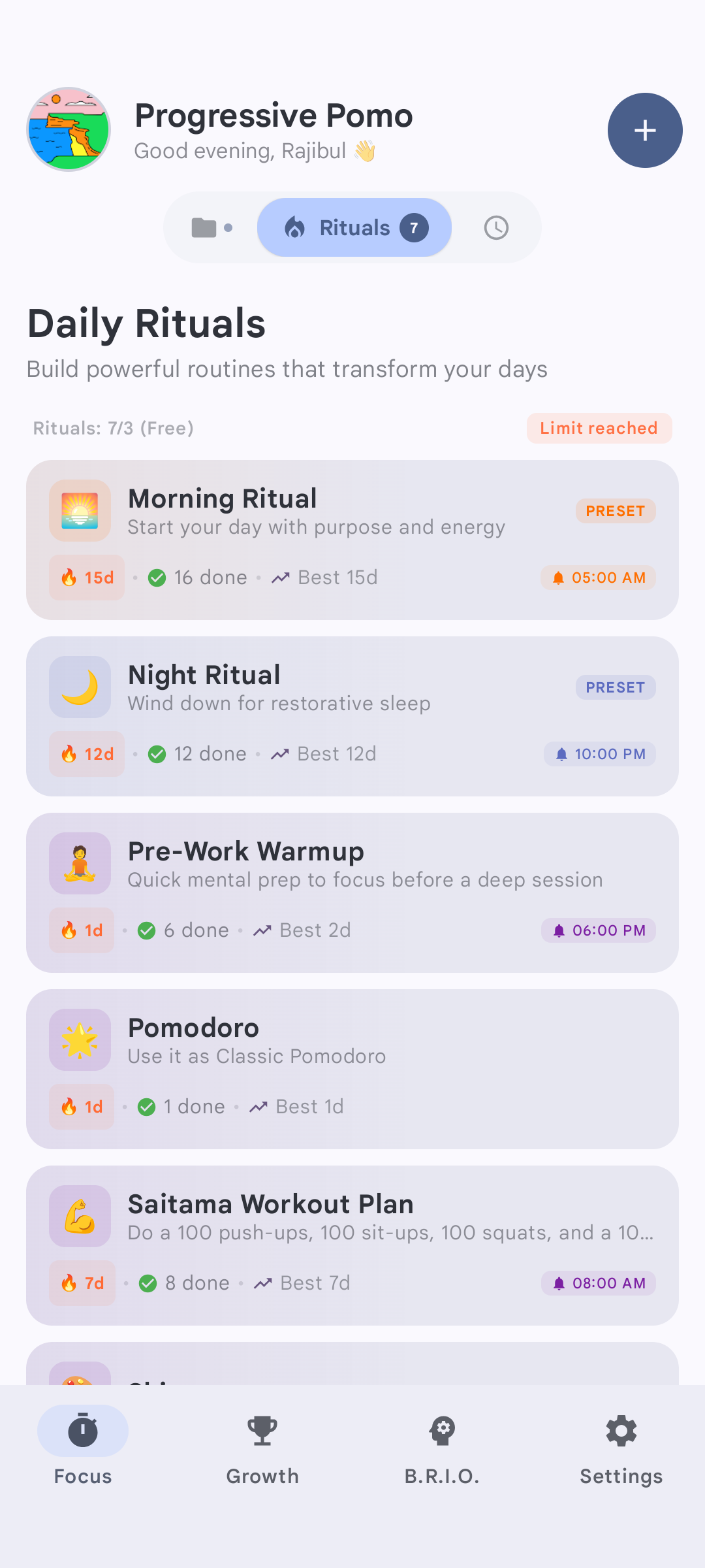 Progressive Pomo — dark mode