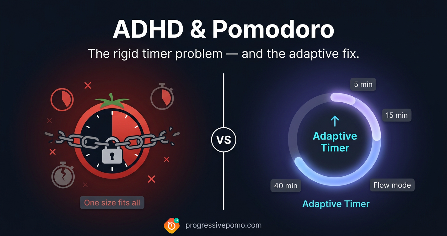 Pomodoro Technique for ADHD — why adaptive timers work better than rigid 25-minute blocks